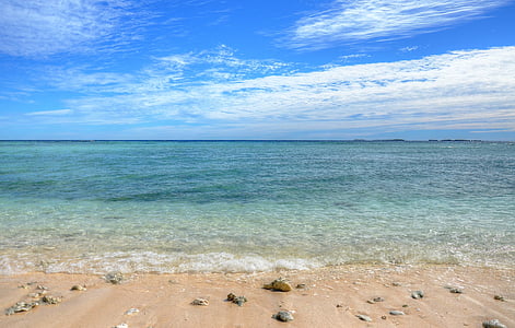 calm body of sea water near seashore during daytime thumbnail
