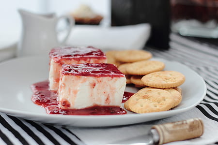 cake and biscuits on white ceramic plate thumbnail