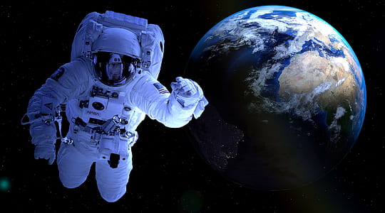 astronaut floating on outer space near earth thumbnail