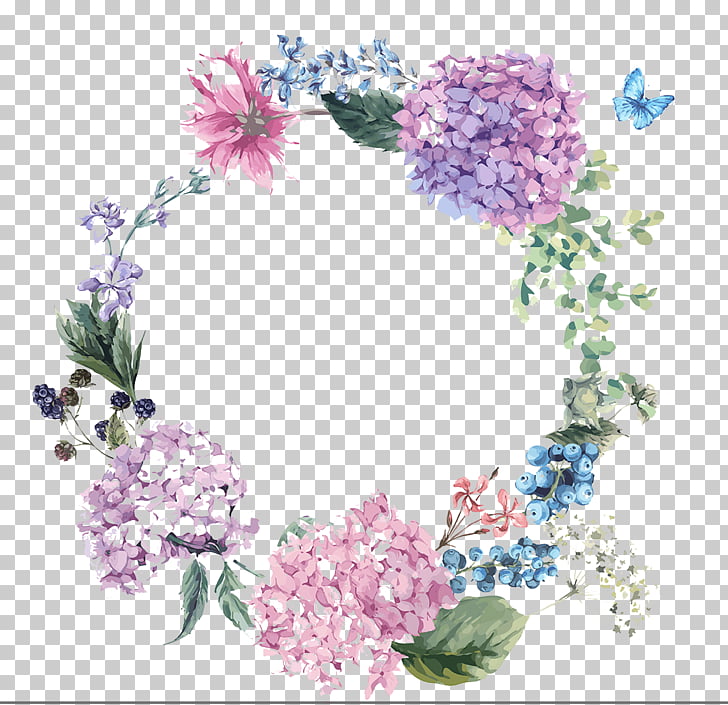 Hydrangea Wedding invitation Flower Illustration, Hand-painted watercolor flower design, assorted-color flowers illustration PNG clipart