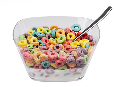 fruit loops cereal inside bowl and milk thumbnail
