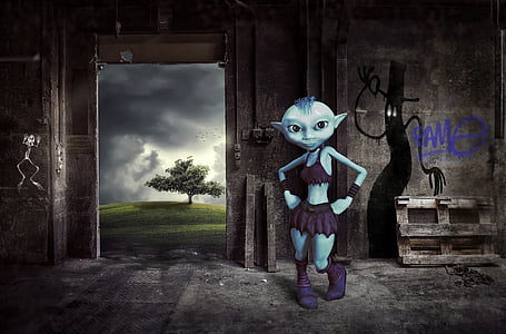 cartoon character wearing purple top, skirt, and boots wallpaper thumbnail
