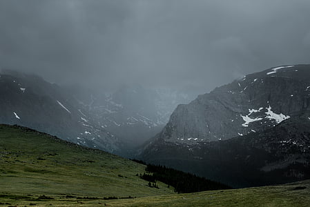 aerial photo of misty gray mountain at daytime thumbnail
