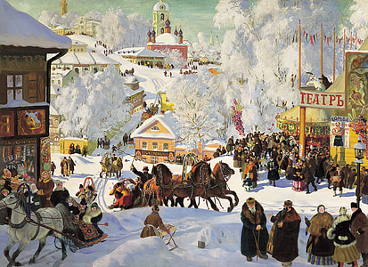 russia, winter, wintry, carnival, painting, 1919 thumbnail