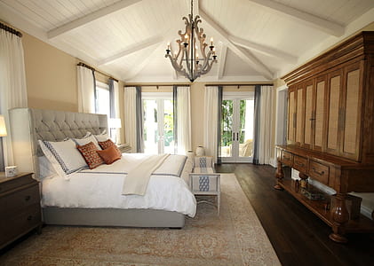 tufted grey leather bed frame thumbnail
