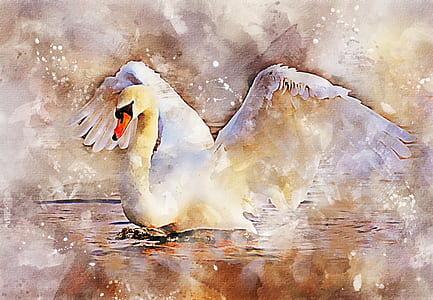 yellow and white swan painting thumbnail