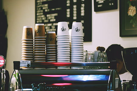 white and brown stacked paper cups thumbnail