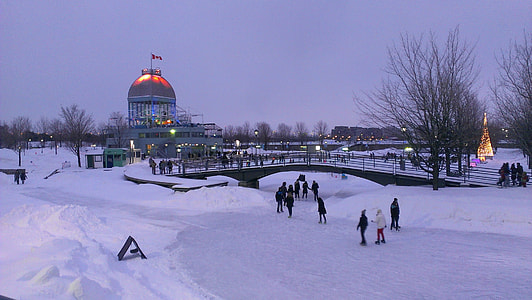 Ice Skating Rink in the winter in Montreal, Quebec, Canada thumbnail