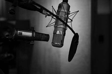 grayscale photo of studio microphone with condenser thumbnail