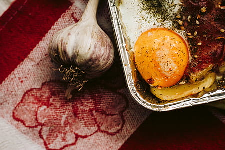 Close-up Photography of Garlic and Egg Yolk thumbnail