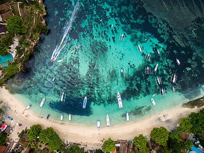 aerial photo of boats on body of water during daytime thumbnail