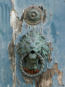 cyan lion wrought iron door knocker thumbnail