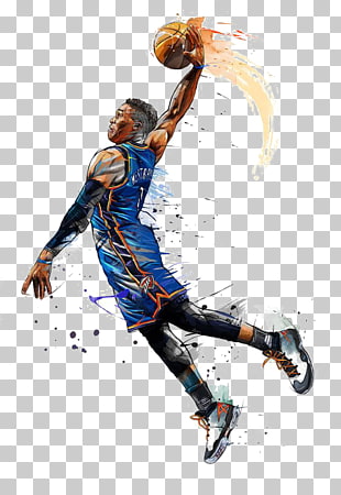 NBA All-Star Game Oklahoma City Thunder Basketball NBA Most Valuable Player Award, Hand-painted basketball player, Russell Westbrook PNG clipart