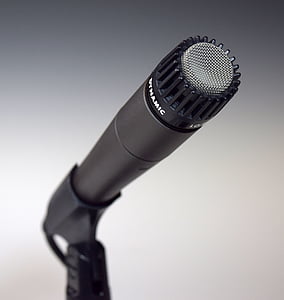 black and gray dynamic microphone with holder thumbnail