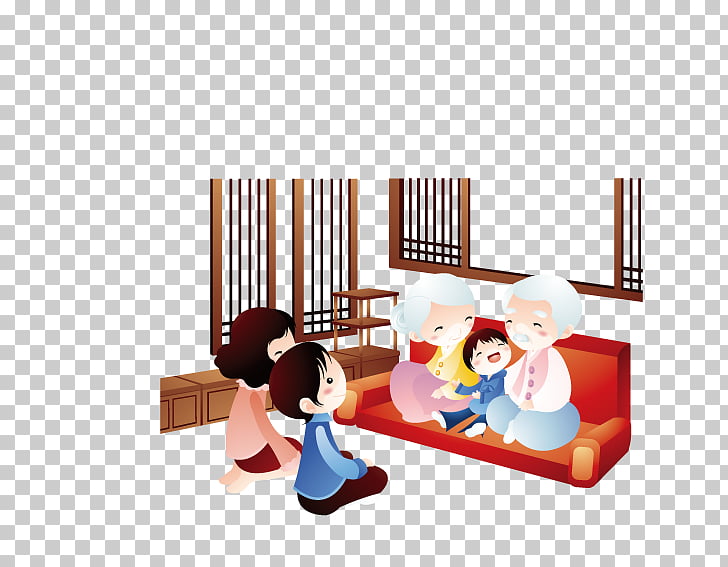 Grandchild Cartoon Grandparent Illustration The Old Man Sitting