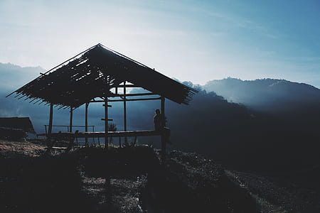 person sitting on bench on mountain thumbnail