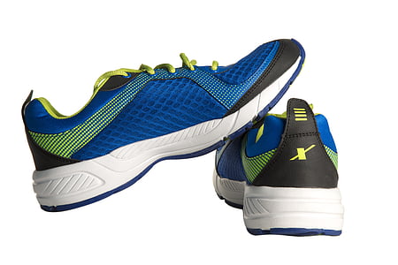 pair of blue-and-black running shoes thumbnail