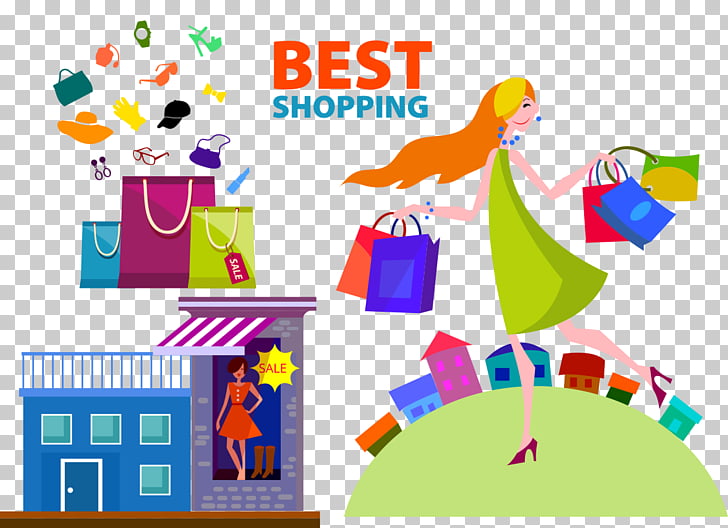 Online Shopping Banner Cartoon Women Love Shopping Best Shopping