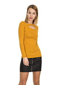 women's yellow long-sleeved top thumbnail