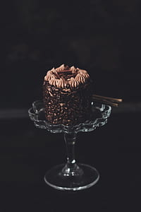 round chocolate pastry on scalloped edge sherbet glass thumbnail