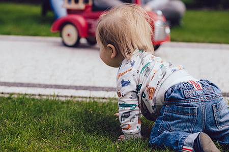 toddler crawling on lawn thumbnail