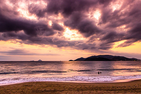 painting of beach during golden hour thumbnail