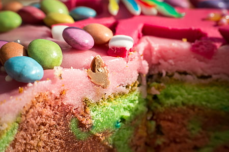selective focus photo of rainbow cake thumbnail