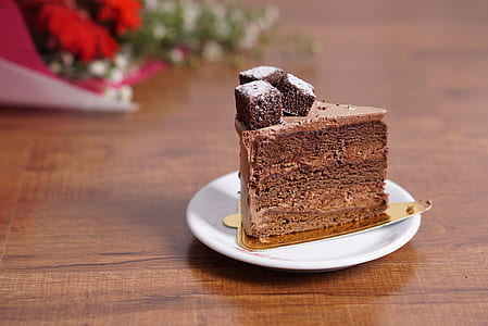 chocolate pie on white ceramic saucer thumbnail