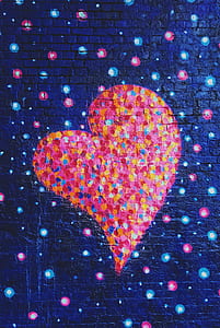 blue, pink, and yellow heart artwork thumbnail