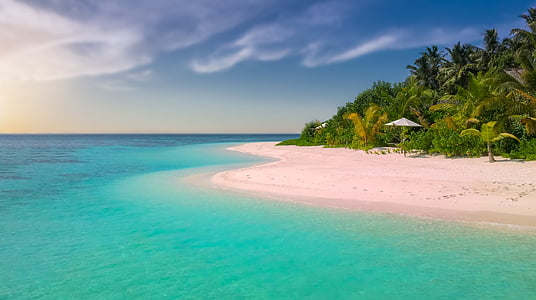 white sand beach by the ocean thumbnail