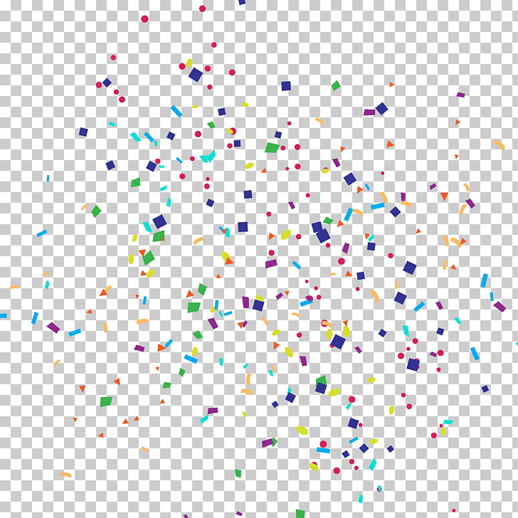 Paper Confetti Party, Cartoon Happy Birthday confetti, white background with purple, green, and yellow confetti PNG clipart