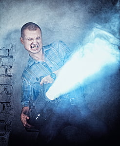 man holding force air heater thumbnail