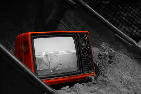 black and red CRT TV turn on thumbnail