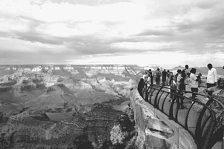 black-and-white, sky, people, clouds thumbnail