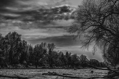 grayscale photo of body of water thumbnail