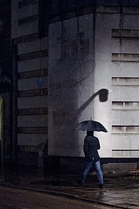 person holding umbrella walking on side road thumbnail