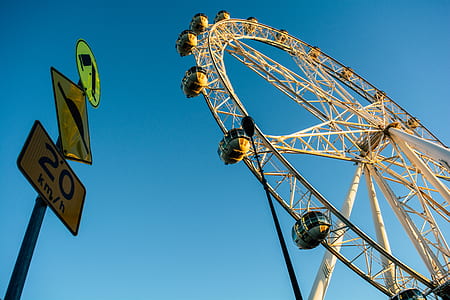 ferris wheel, sky, street sign, speed limit thumbnail