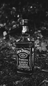 grayscale photography of Jack Daniel's Old No.7 Tennessee whiskey bottle thumbnail