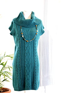 teal turtle-neck mini dress on bodyform thumbnail