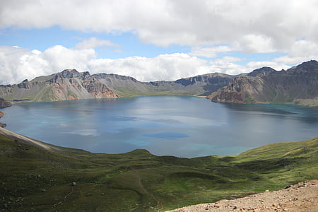 photo of lake between mountain thumbnail