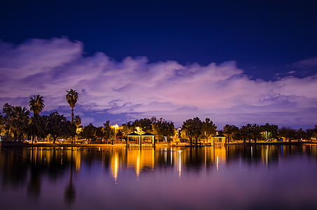 body of water near tree under cloudy sky thumbnail