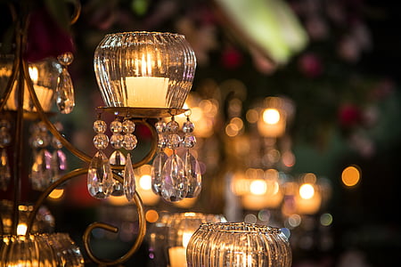 white tealight candles on clear glass shade thumbnail