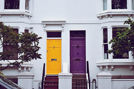 Front doors on residential houses thumbnail