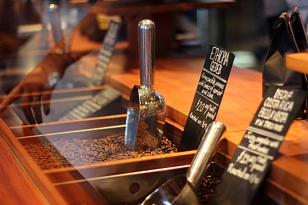 assorted coffee with scoop on display counter thumbnail