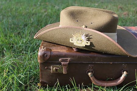 brown cowboy hat on top of brown luggage thumbnail