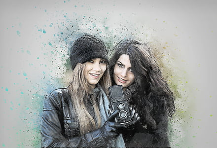 two women holding camera artwork thumbnail