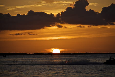 Body of Water Under Cloudy Sky during Sunset thumbnail