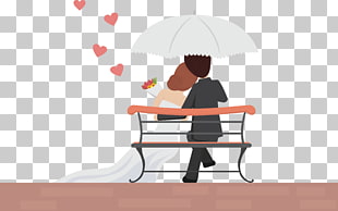 Romance Wedding couple Love, Cartoon bride and groom , groom and bride under umbrella illustration PNG clipart