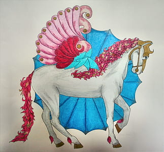 pencil sketch of white horse with wings thumbnail