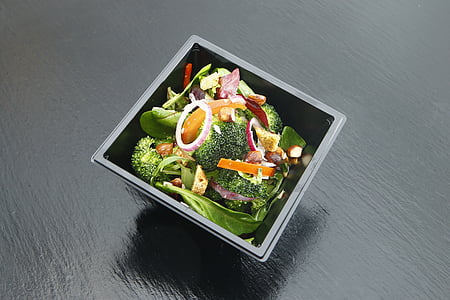 vegetable salad and gray bowl thumbnail